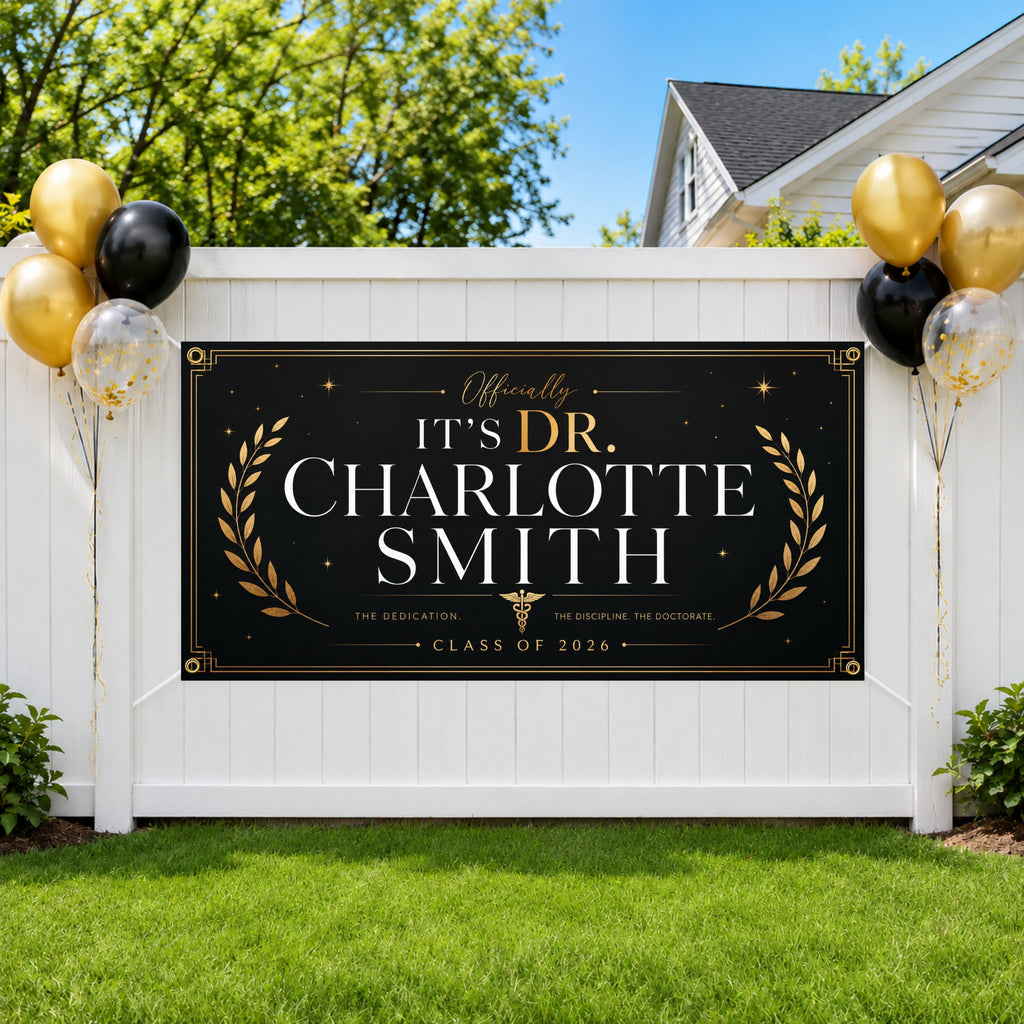 Masters Graduation Banner, Personalized Grad Party Sign, Custom Name Backdrop (Copy)