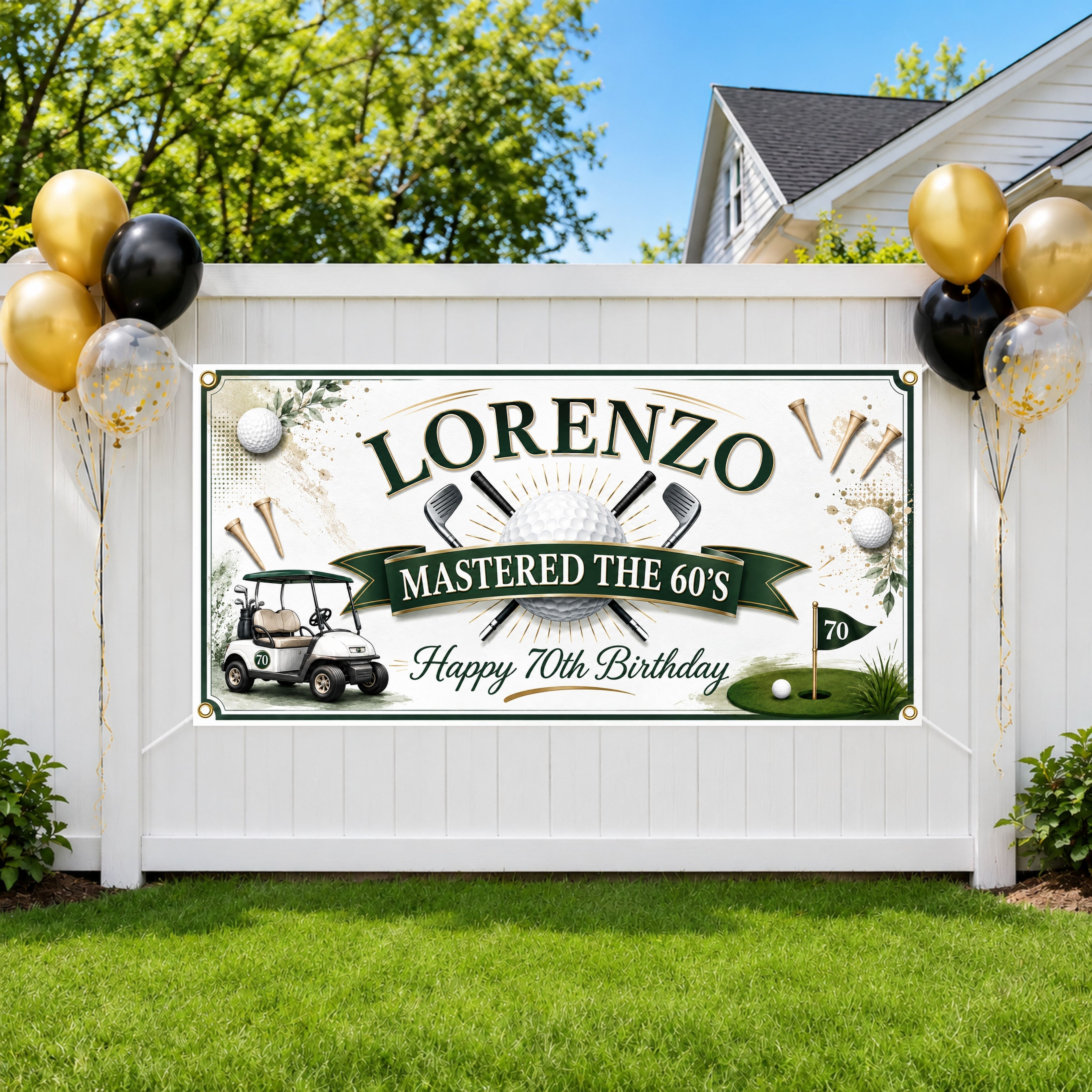 Golf 70th Birthday Banner, Masters Party Sign, Clubhouse Backdrop