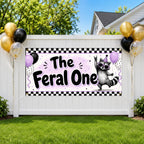 Funny 1st Birthday Banner, Feral One Raccoon Sign, Party Backdrop