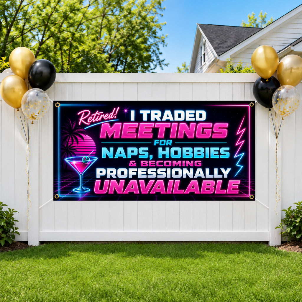 Funny Retirement Banner, Meetings for Naps Sign, Coworker Backdrop