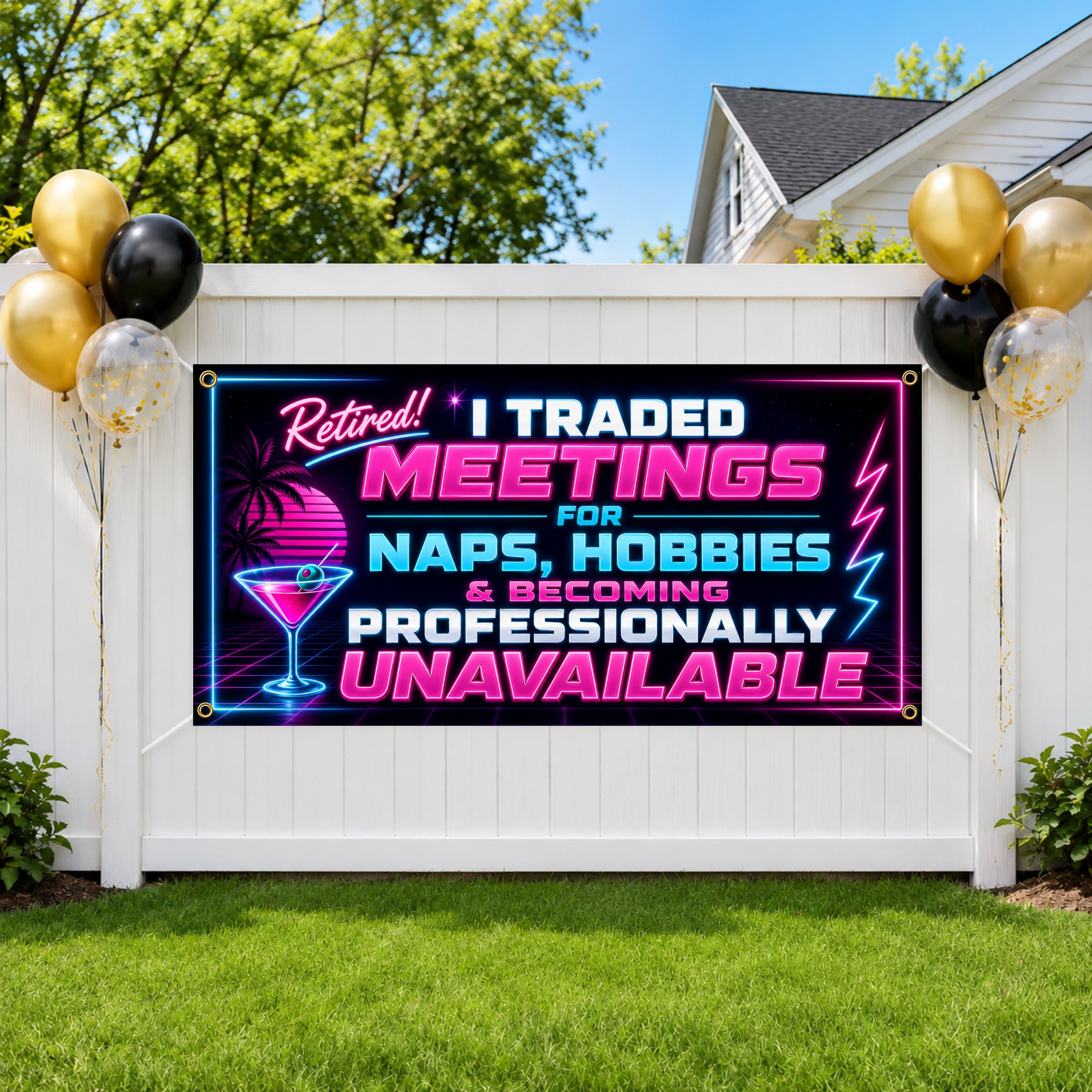 Funny Retirement Banner, Meetings for Naps Sign, Coworker Backdrop