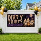 Funny 30th Birthday Banner, Dirty Thirty Ghost Party Sign, Camping Backdrop