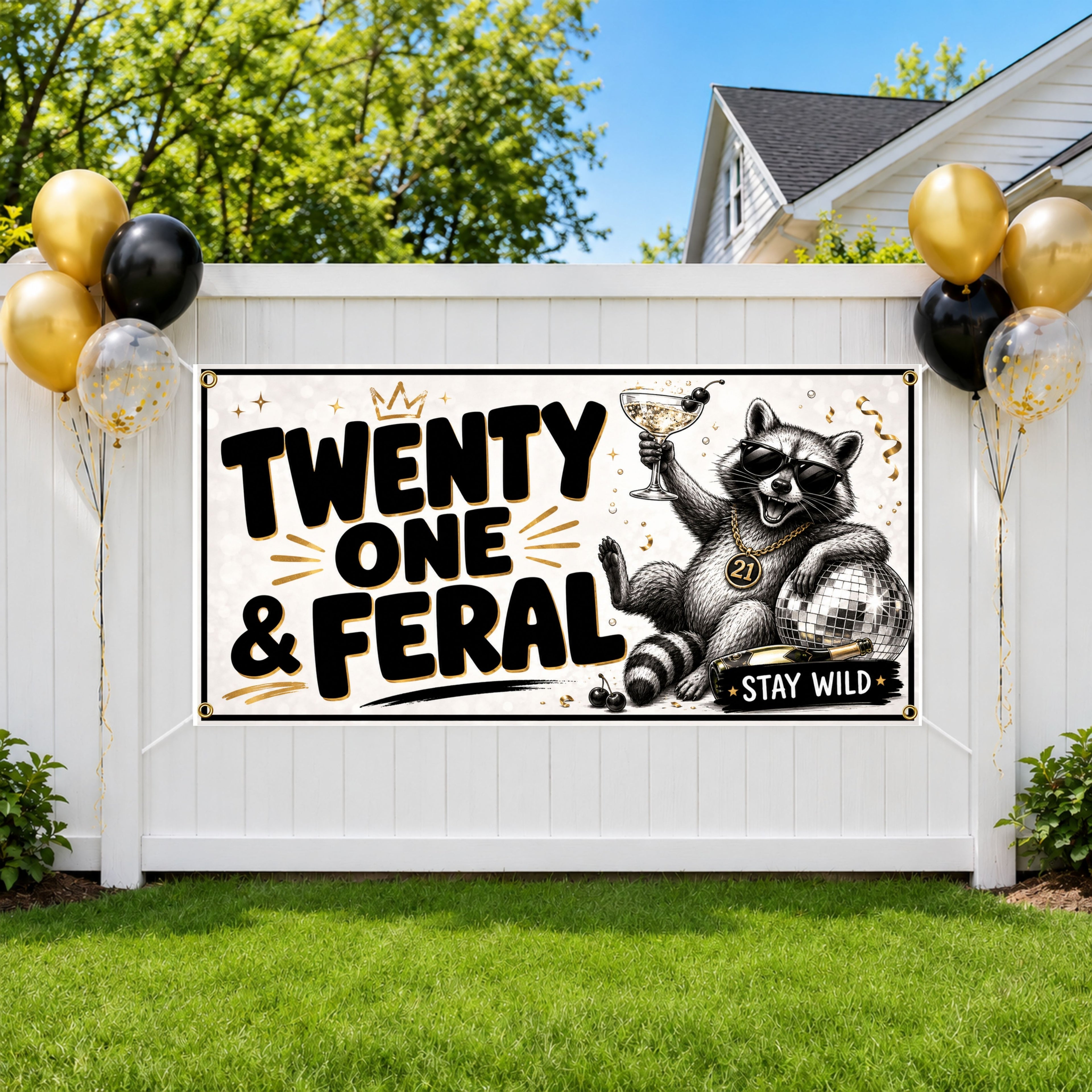 Raccoon 21st Birthday Banner
