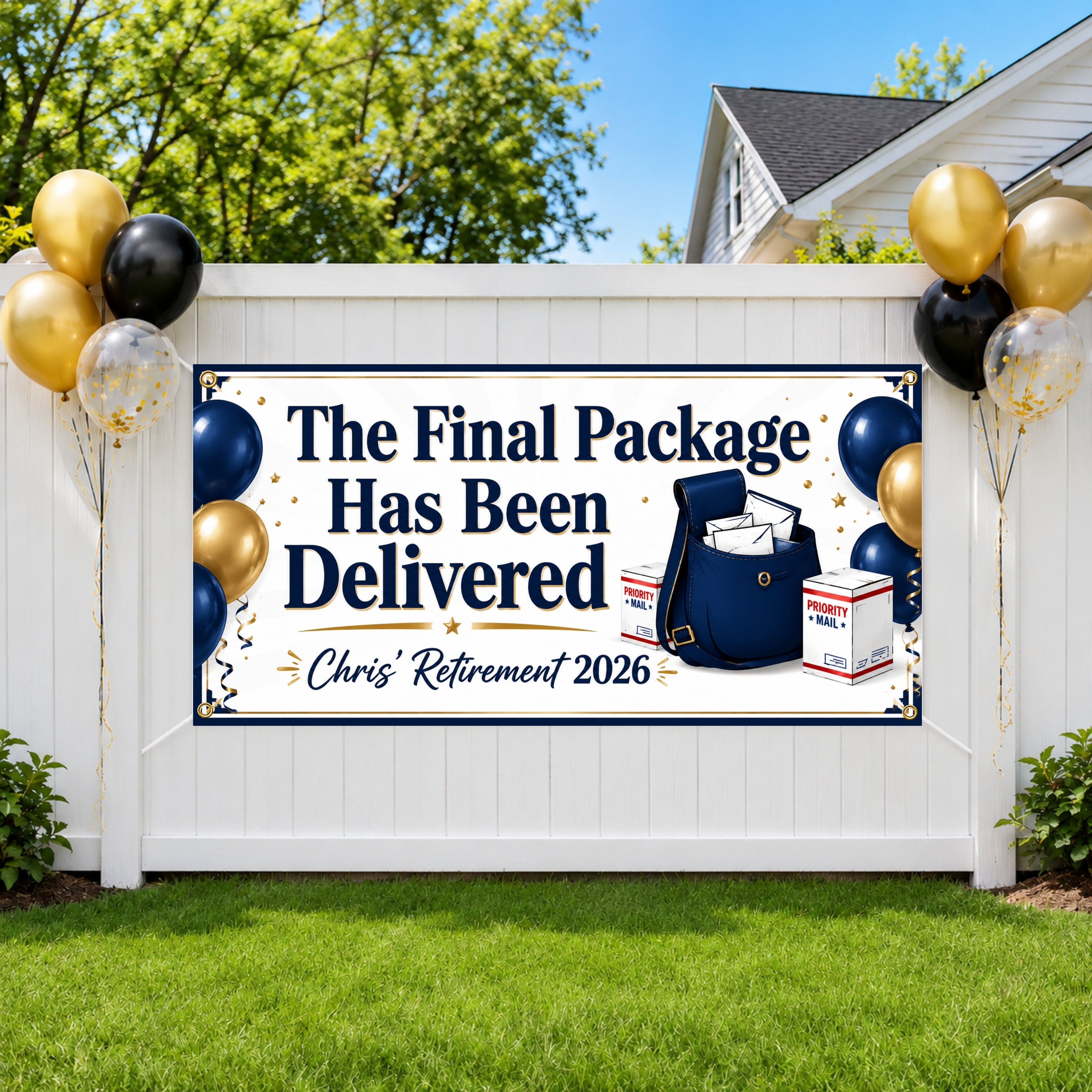 Retirement Party Banner, Mail Carrier Retirement Sign, Postal Farewell Backdrop