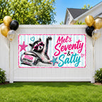 Funny 70th Birthday Banner, Raccoon Party Sign, Salty Backdrop