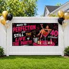 40th Birthday Banner, Aged to Perfection Sign, Wine Party Backdrop