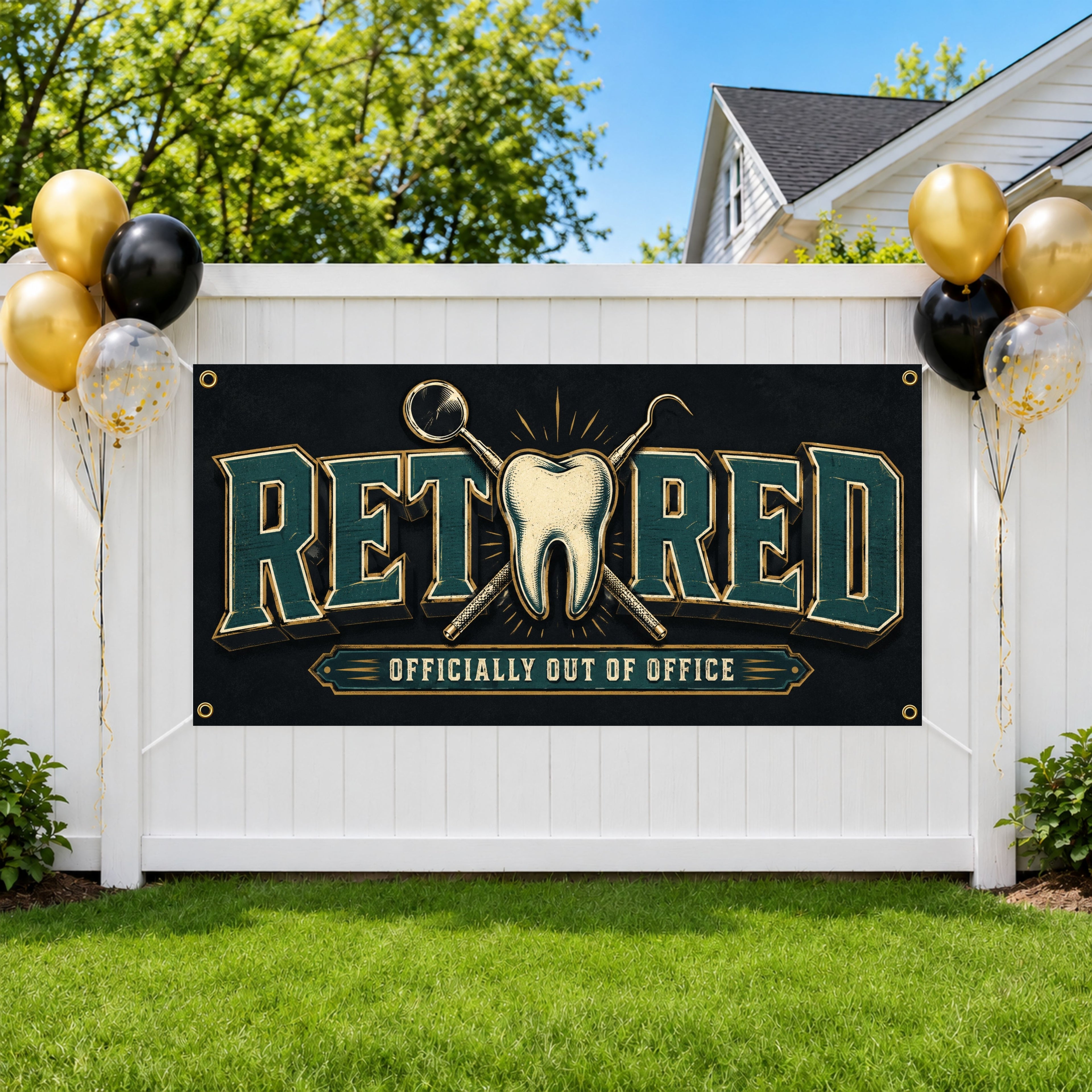 Dentist Retirement Banner, Dental Office Farewell Sign, Party Backdrop