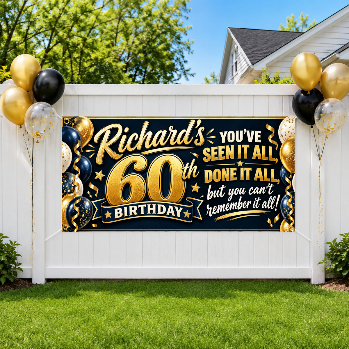 Gold 60th Birthday Banner