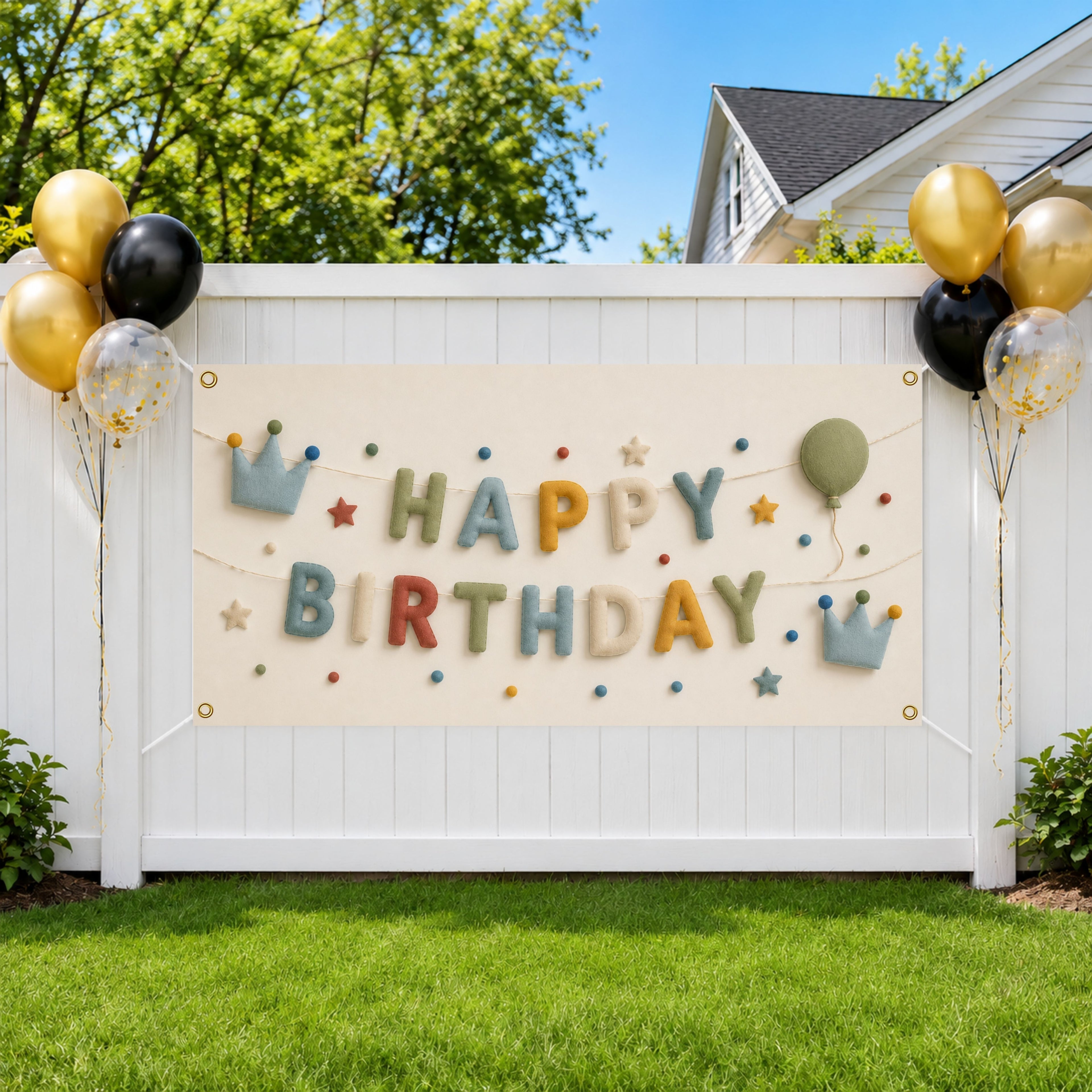 Happy Birthday Banner, Pastel Birthday Party Decor, Neutral Birthday Sign, First Birthday to Adult Celebration