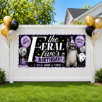 Funny 5th Birthday Banner, Feral Five Raccoon Sign, Personalized Kids Birthday Banner