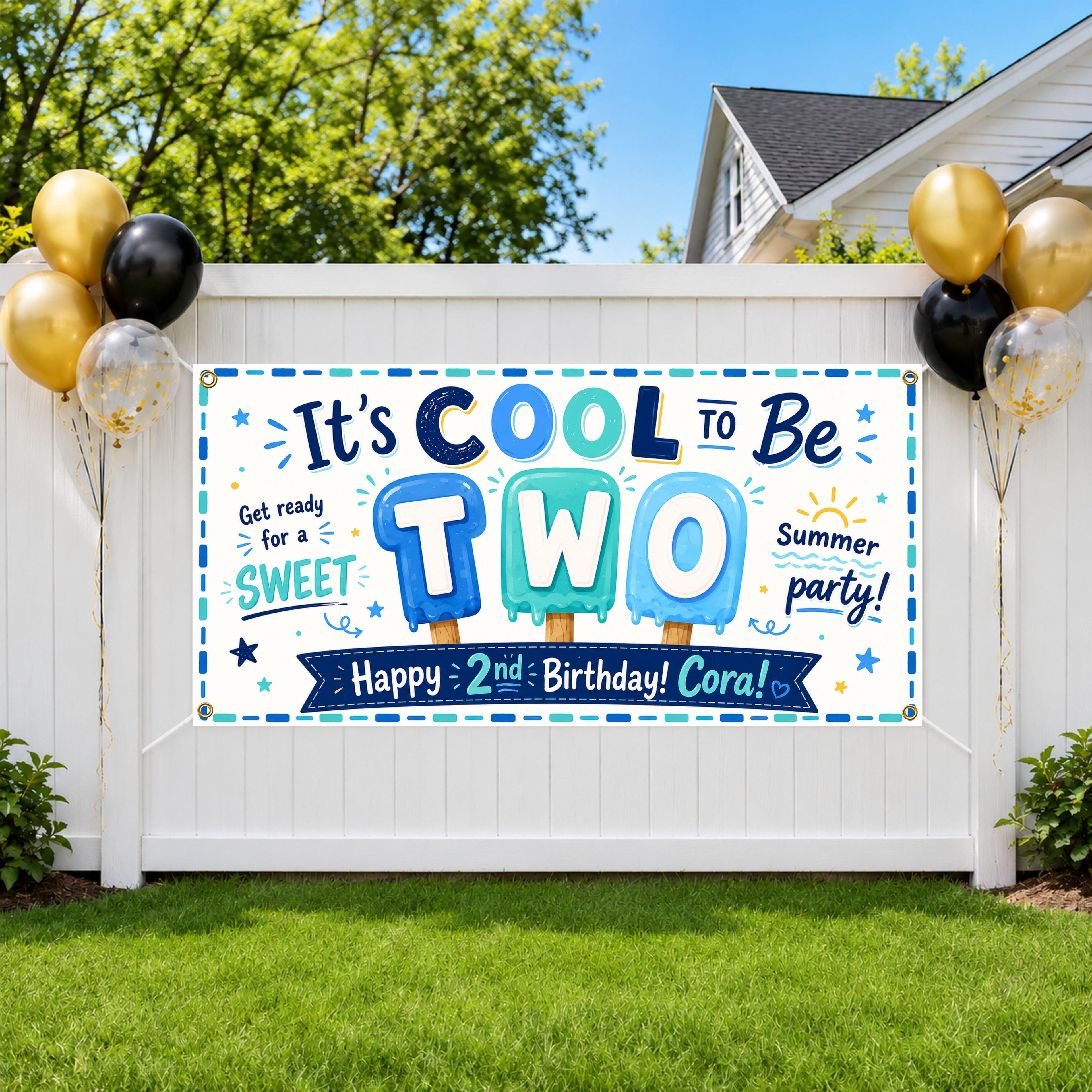 Popsicle 2nd Birthday Banner