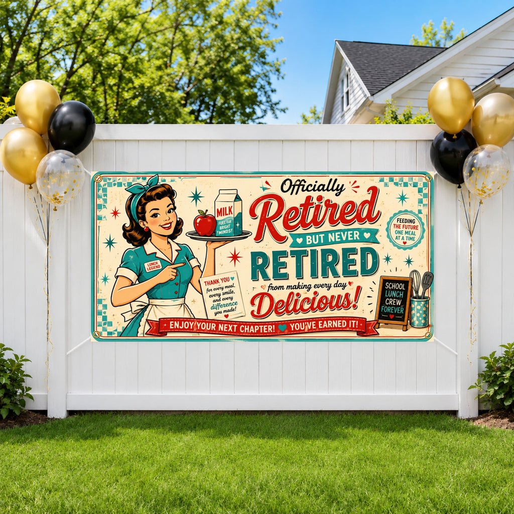 Cafeteria Worker Retirement Banner, Lunch Lady Party Sign, School Farewell