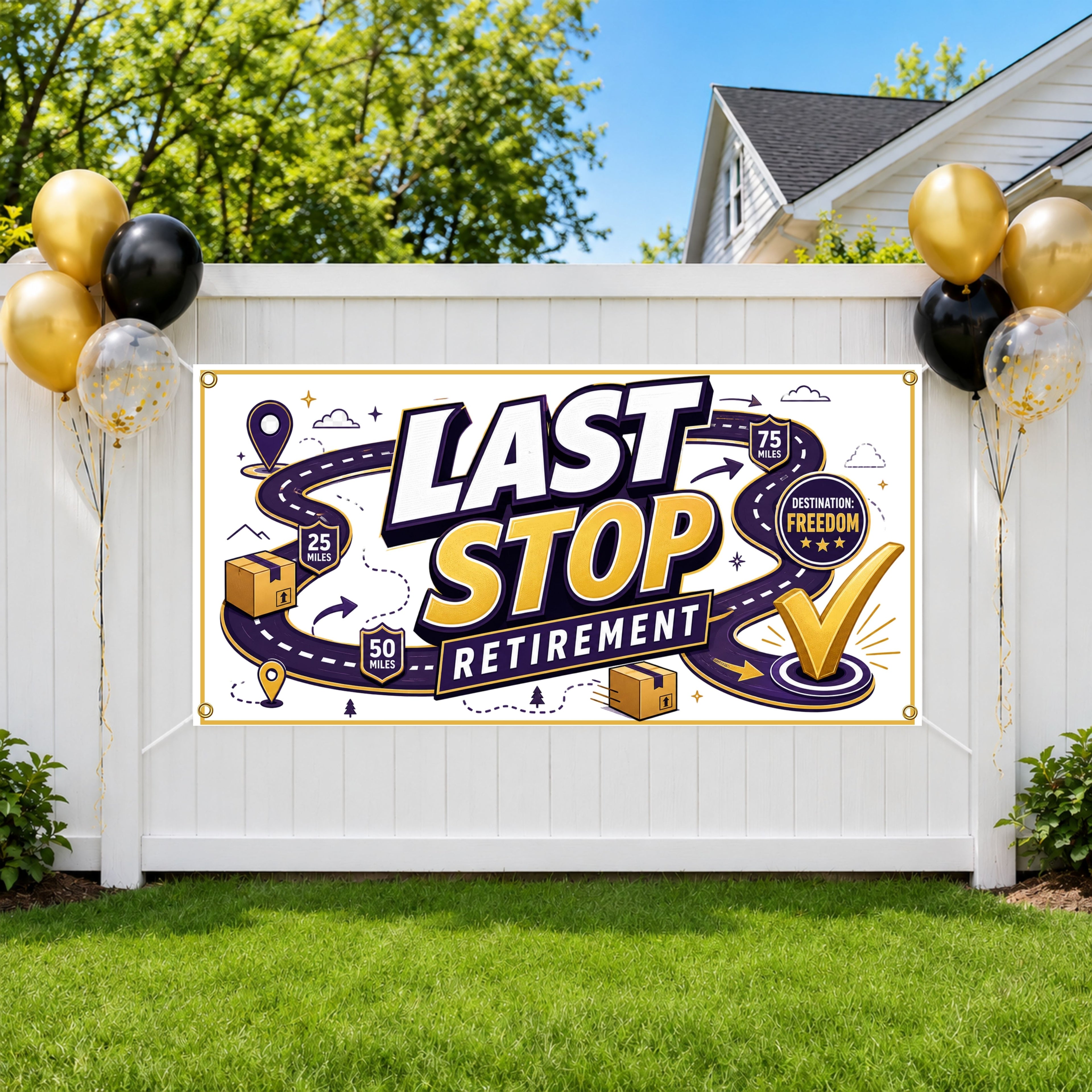 Retirement Party Banner, Last Stop Retirement Sign, Delivery Driver Backdrop