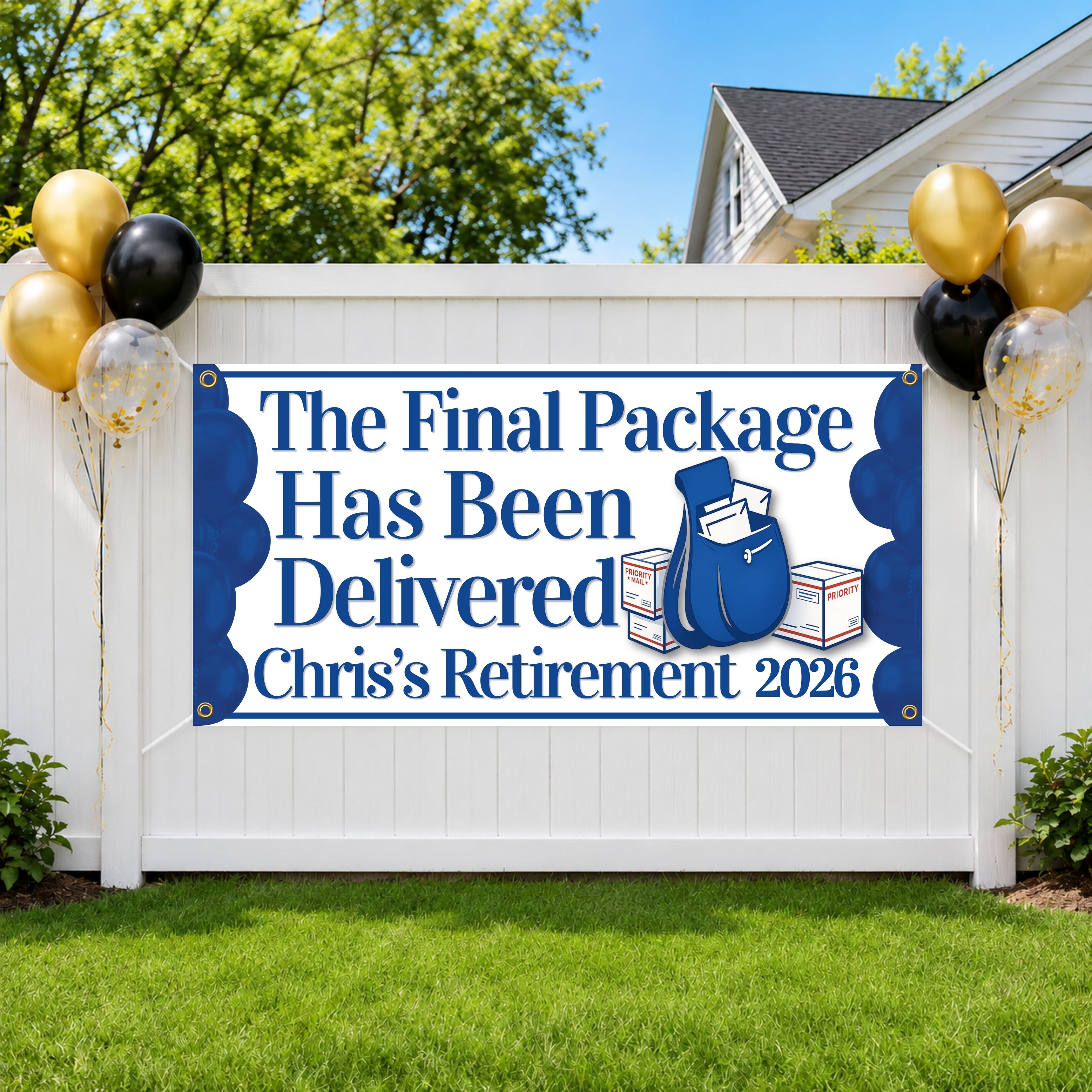 Retirement Party Banner, Final Package Retirement Sign, Mail Carrier Backdrop