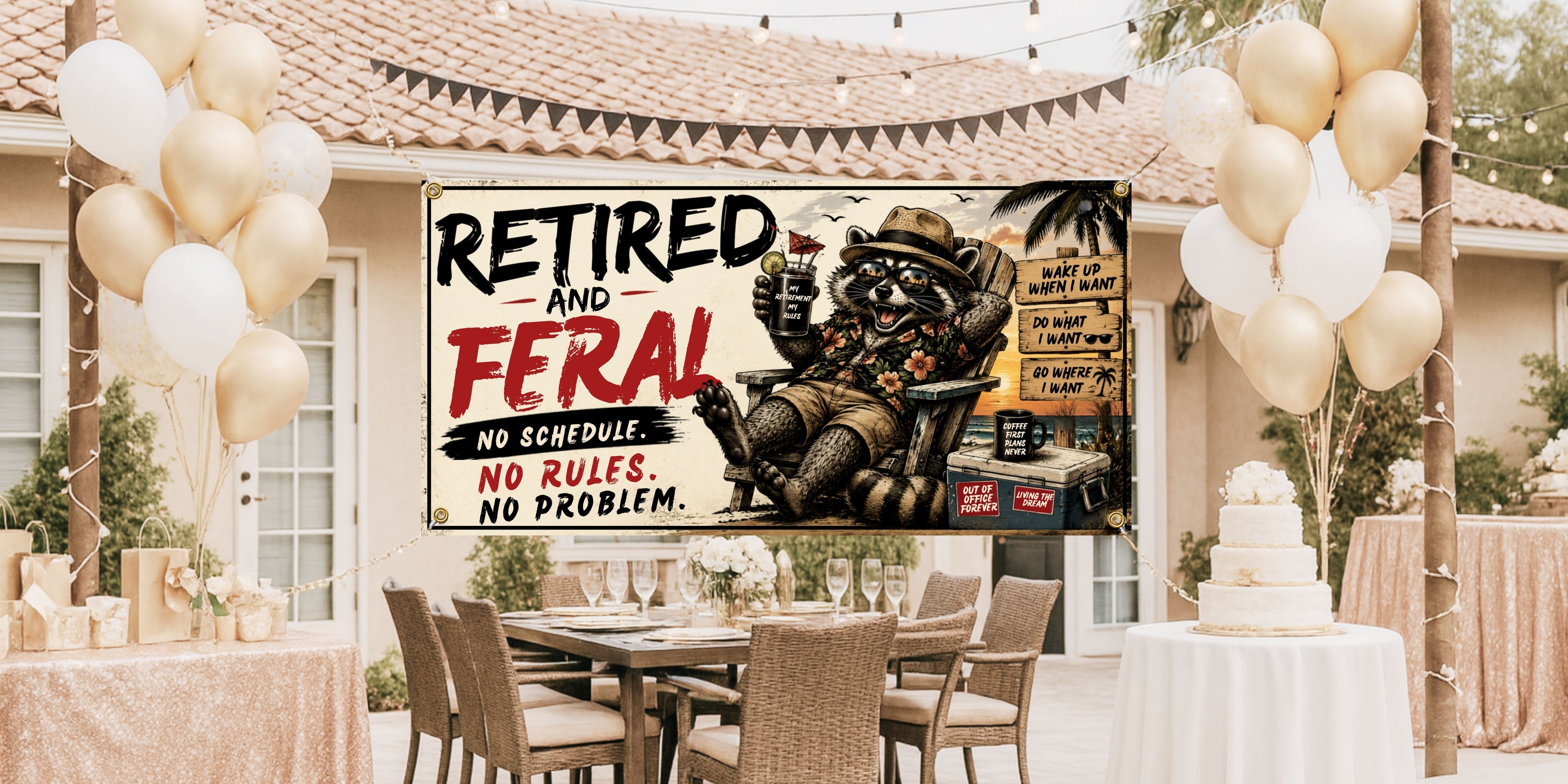 Funny Retirement Party Decor, Beach Retirement Farewell Party Banner