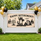Funny Retirement Banner, Raccoon Retirement Sign, Farewell Party Backdrop