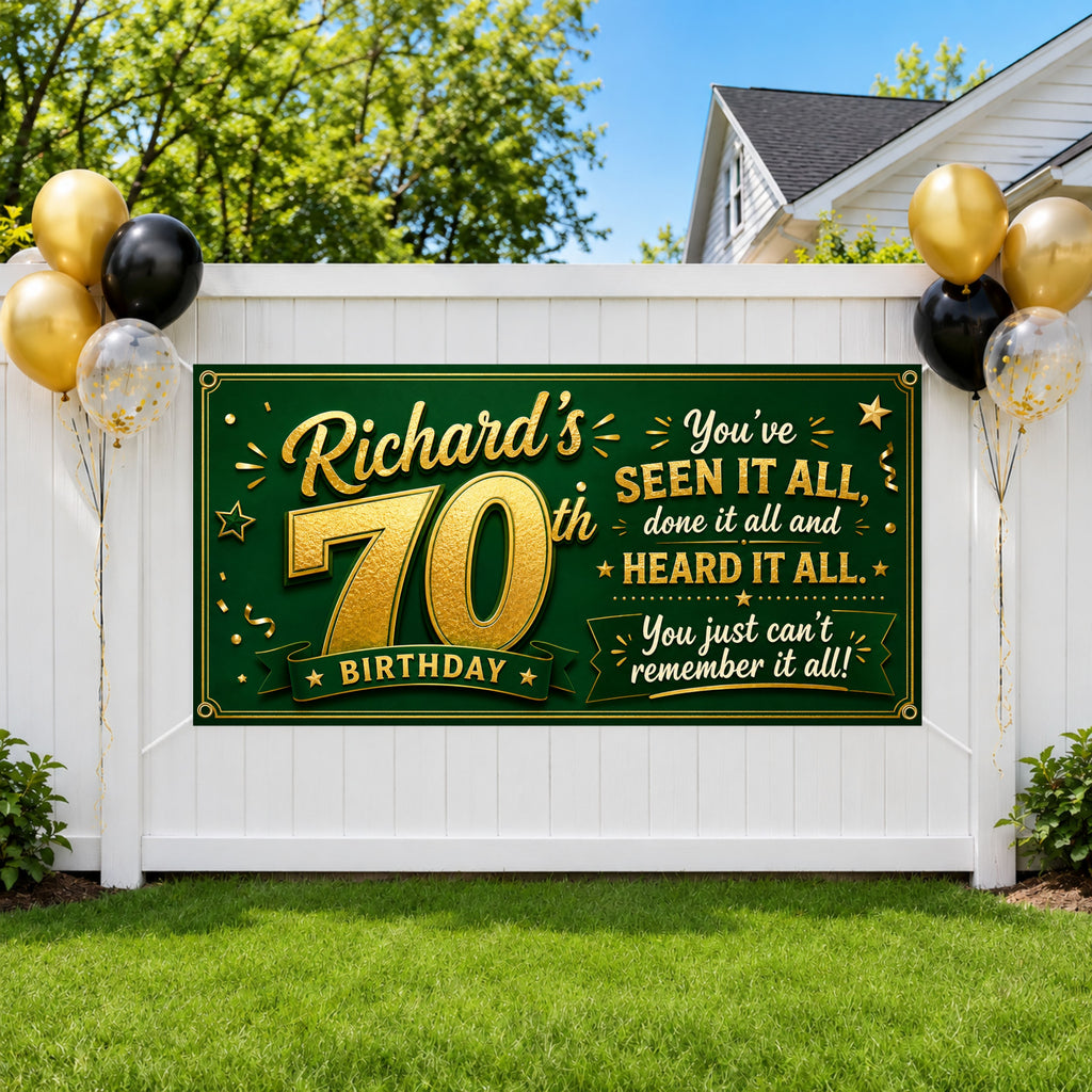 Funny 70th Birthday Banner, Richard Party Sign, Mens Backdrop