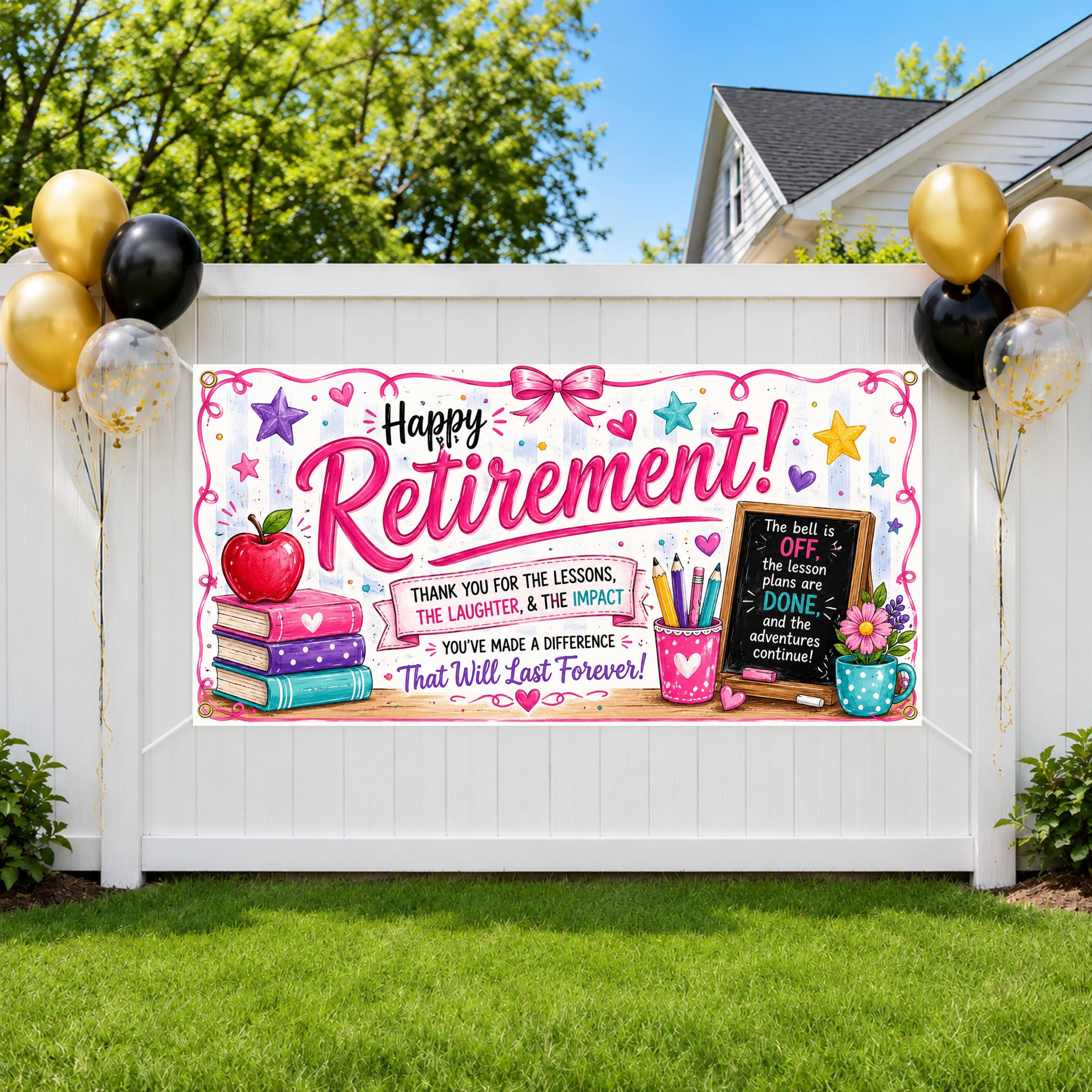 Teacher Retirement Banner, Retirement Party Sign, School Farewell Decor