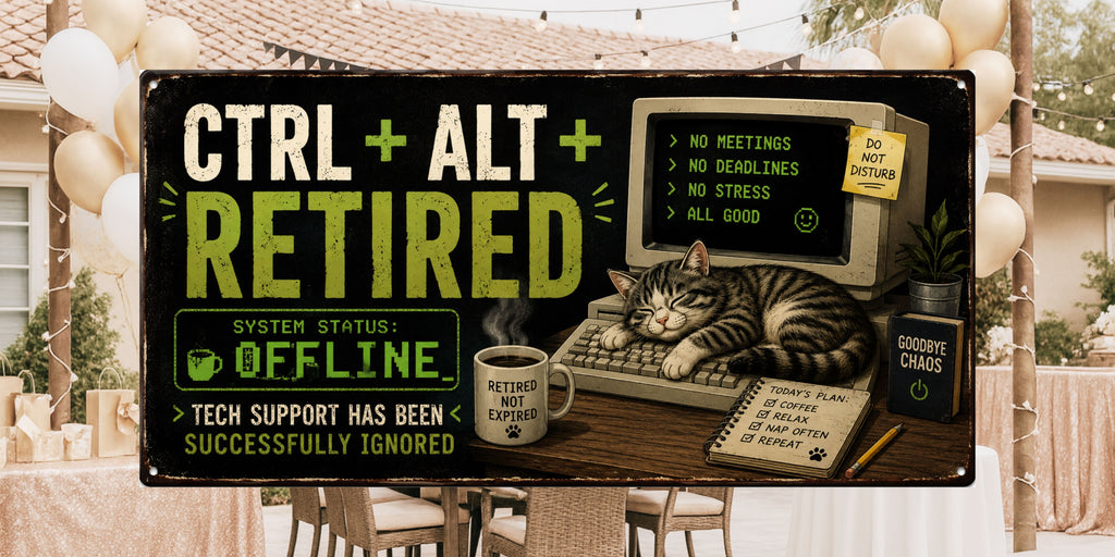 Funny IT Retirement Banner | CTRL+ALT+RETIRED Retirement Party Banner