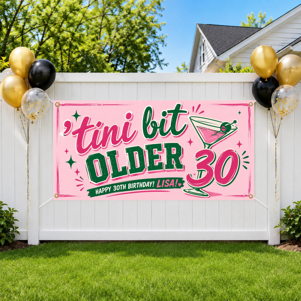 30th Birthday Banner, Martini Party Sign, Women Photo Back Drop