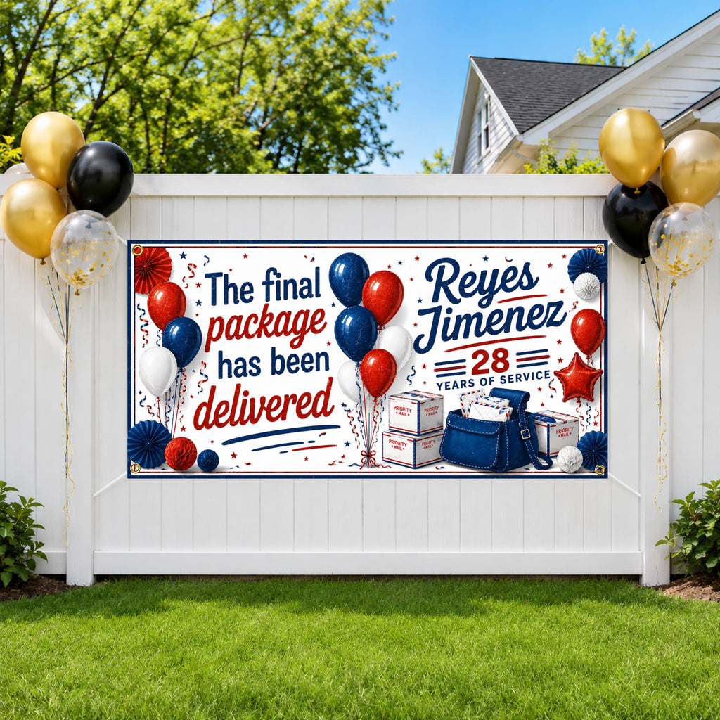 Funny Retirement Banner, Personalized Postal Retirement Sign, Mail Carrier