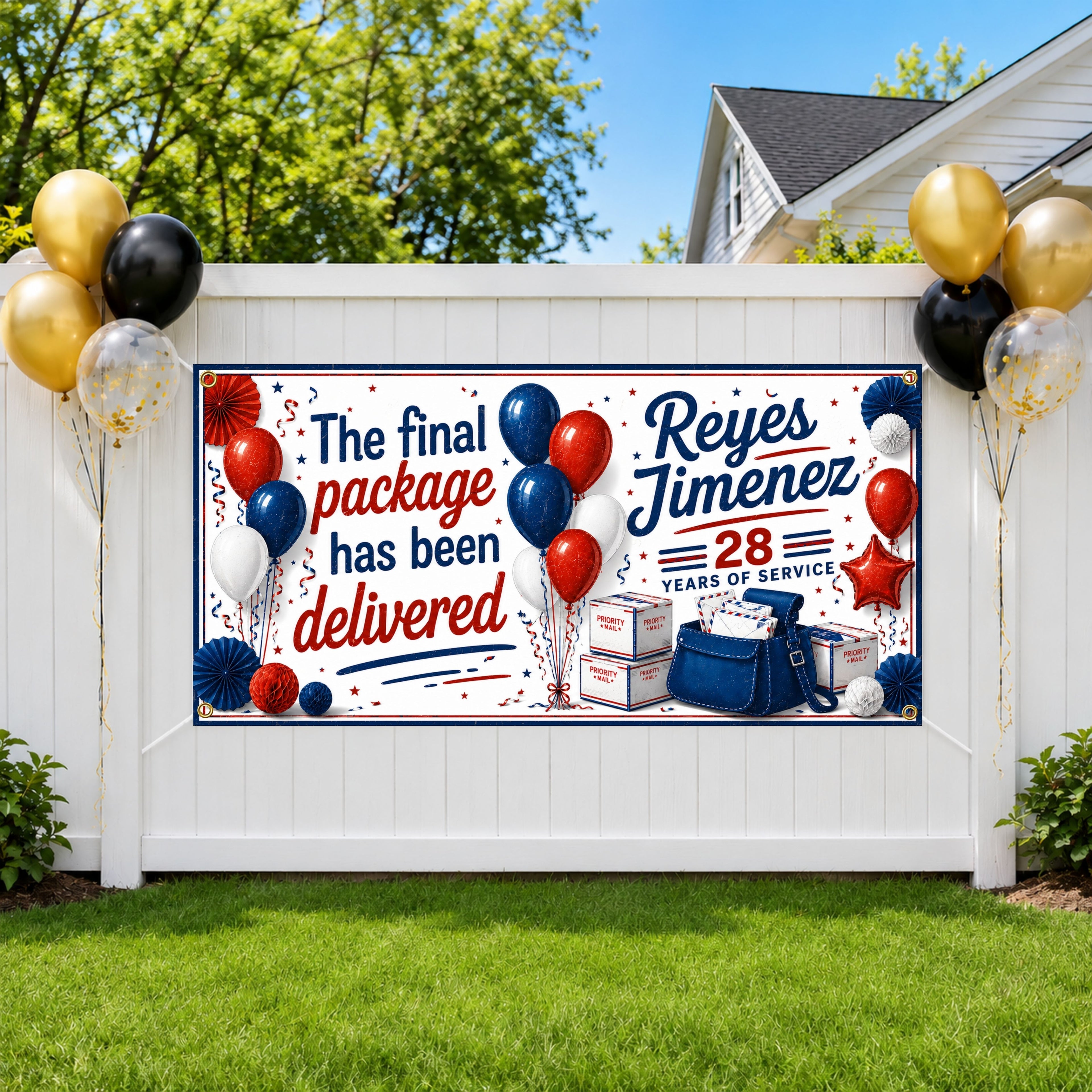 Funny Retirement Banner, Personalized Postal Retirement Sign, Mail Carrier