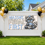 1st Birthday Banner, Feral Raccoon Party Sign for Boys