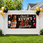 Funny 40th Birthday Banner, Beer Party Sign, Man Photo Backdrop