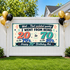 Funny 70th Birthday Banner, 20s and 70s Joke Sign, Party Backdrop