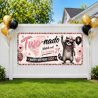 2nd Birthday Banner, Two nado Party Backdrop, Funny Raccoon Birthday Sign