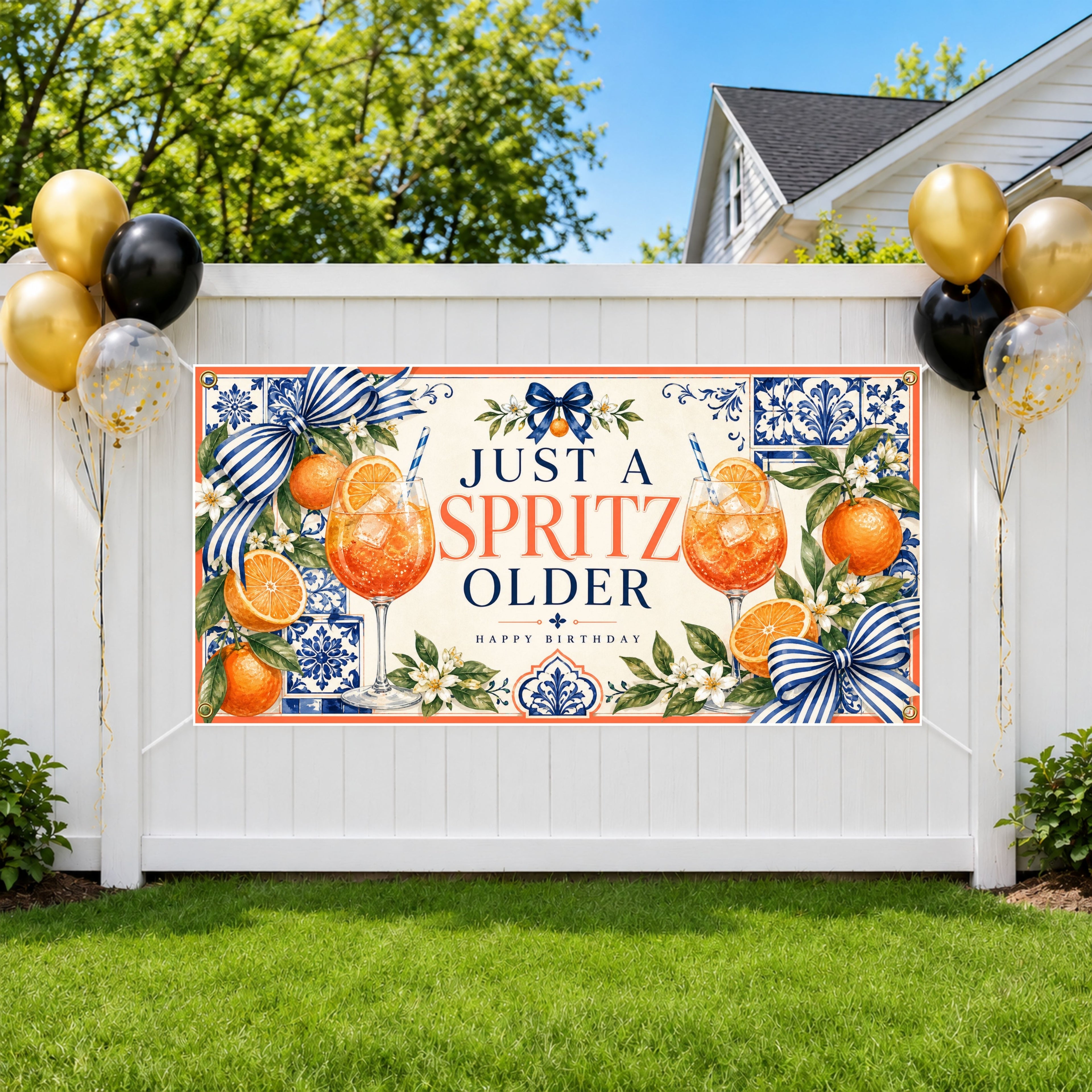 40th Birthday Banner, Spritz Party Sign, Aperol Birthday Backdrop
