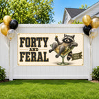 Funny 40th Birthday Banner, Forty And Feral Sign, Martini Party Backdrop