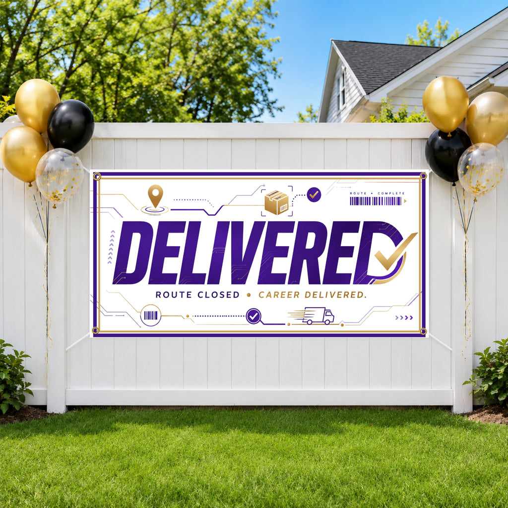 Retirement Party Banner, Delivered Retirement Sign, Delivery Driver Backdrop