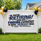 Funny Retirement Banner, Coworker Farewell Sign, Party Backdrop