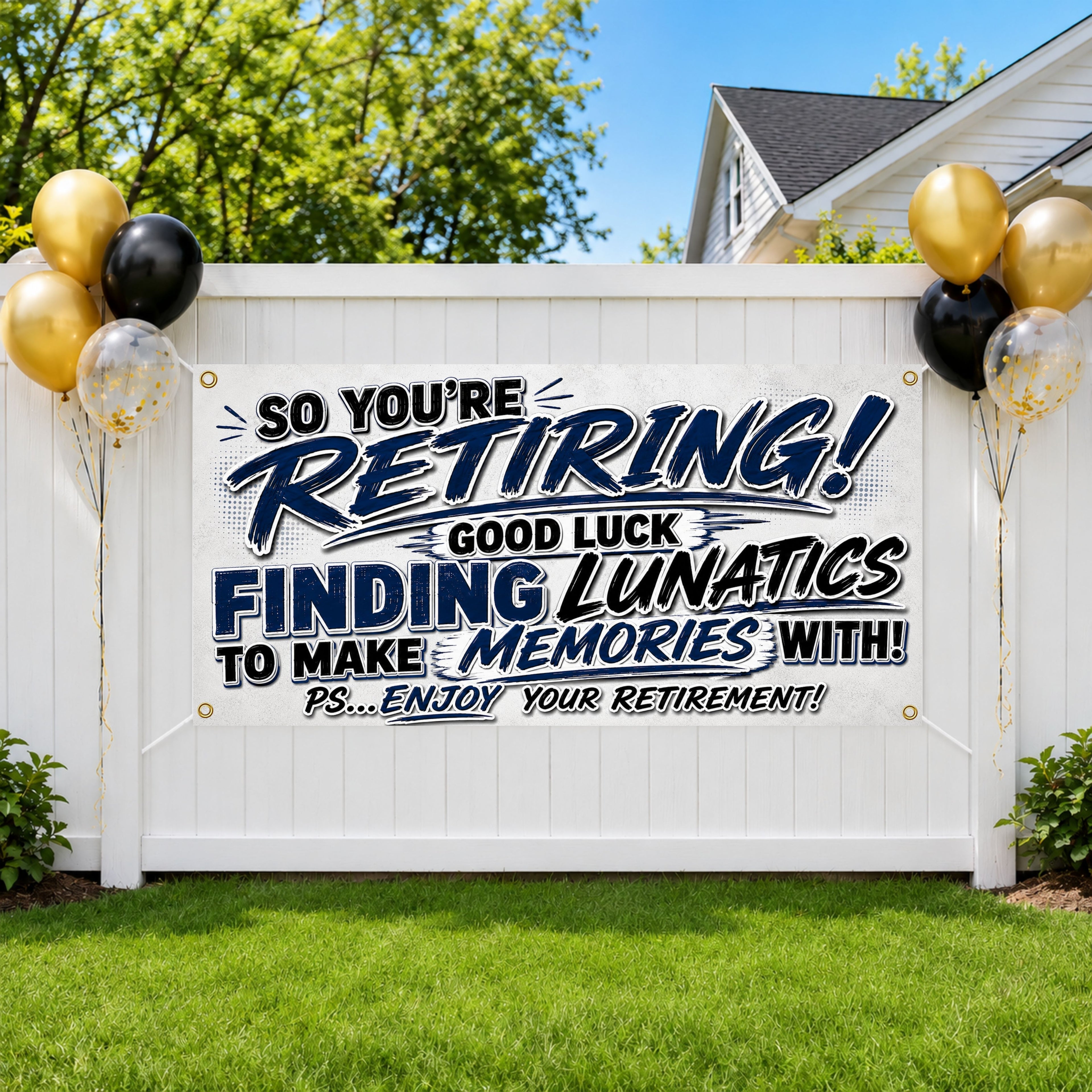 Funny Retirement Banner, Coworker Farewell Sign, Party Backdrop
