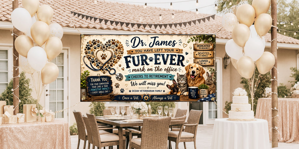Veterinarian Retirement Banner | Fur-Ever Mark on the Office Vet Gift