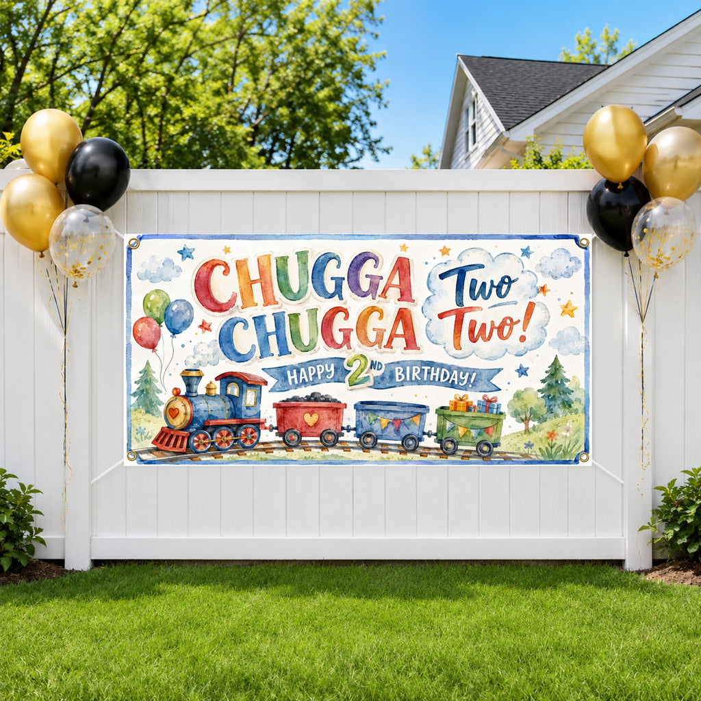 Train 2nd Birthday Banner