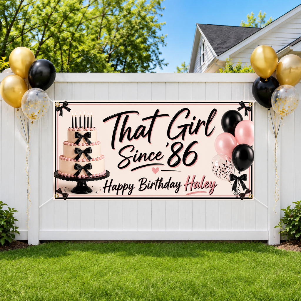 40th Birthday Banner, That Girl Since 86 Sign, Women Party Backdrop