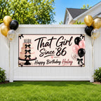 40th Birthday Banner, That Girl Since 86 Sign, Women Party Backdrop