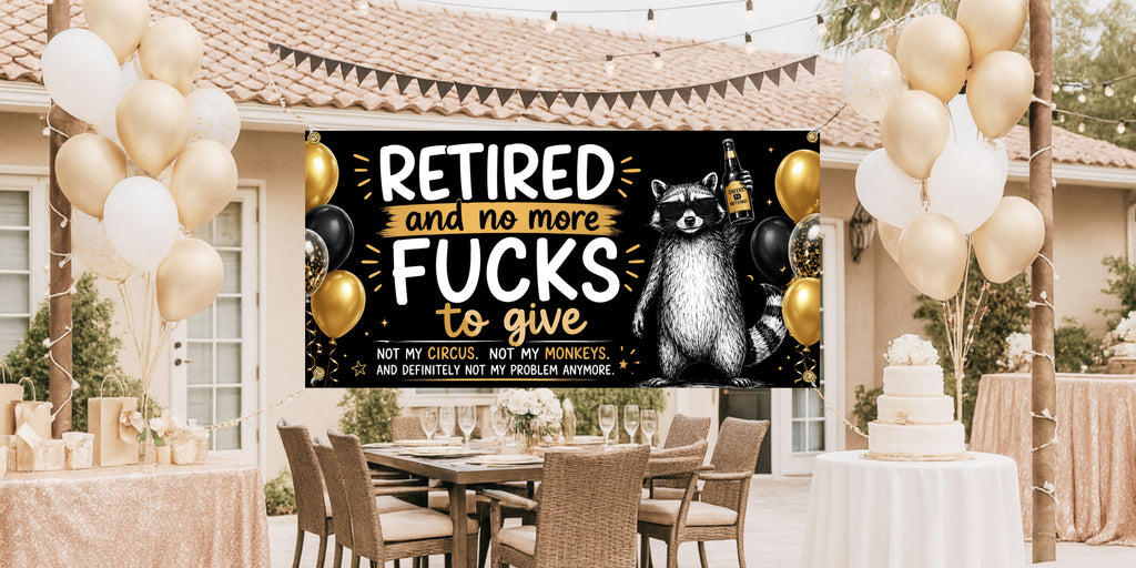 Funny Retirement Banner, Zero F*cks Given Retirement Sign, Coworker Farewell