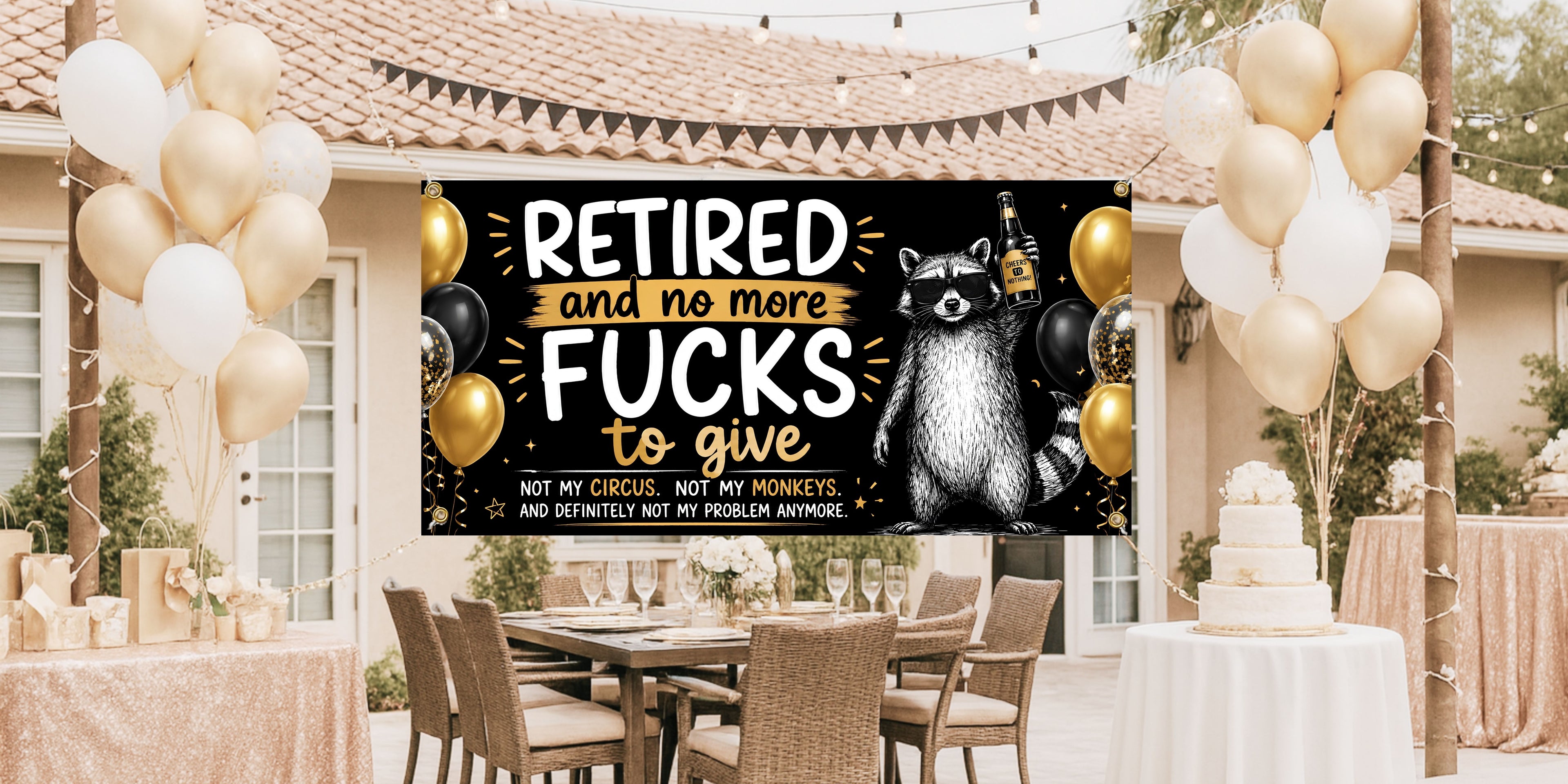 Funny Retirement Banner, Zero F*cks Given Retirement Sign, Coworker Farewell