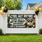 Funny Retirement Banner, Ctrl Alt Retire Sign, Office Party Backdrop