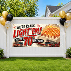 Firefighter 70th Birthday Banner, Light Em Up Sign, Party Backdrop