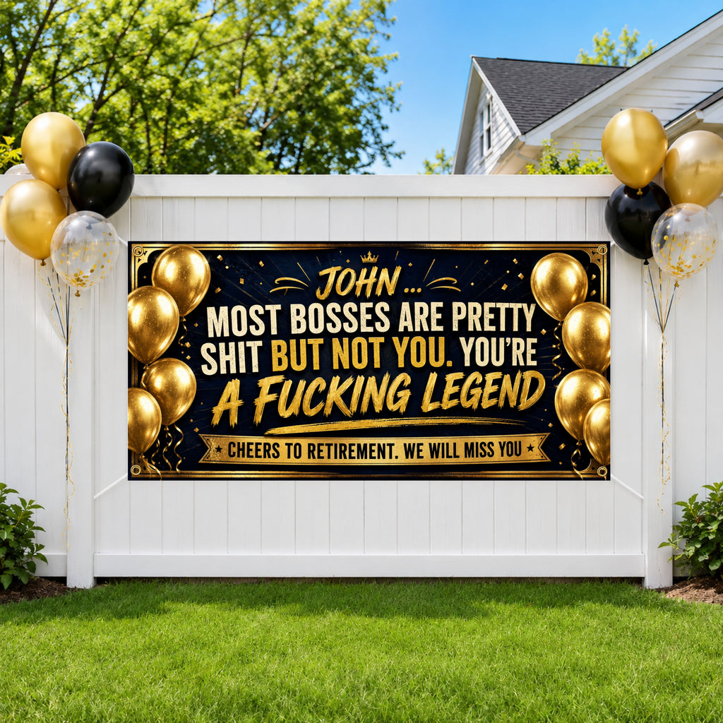 Funny Retirement Banner, Boss Retirement Sign, Office Farewell Backdrop