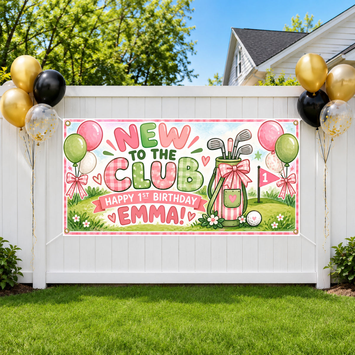 1st Birthday Pink Golf Banner