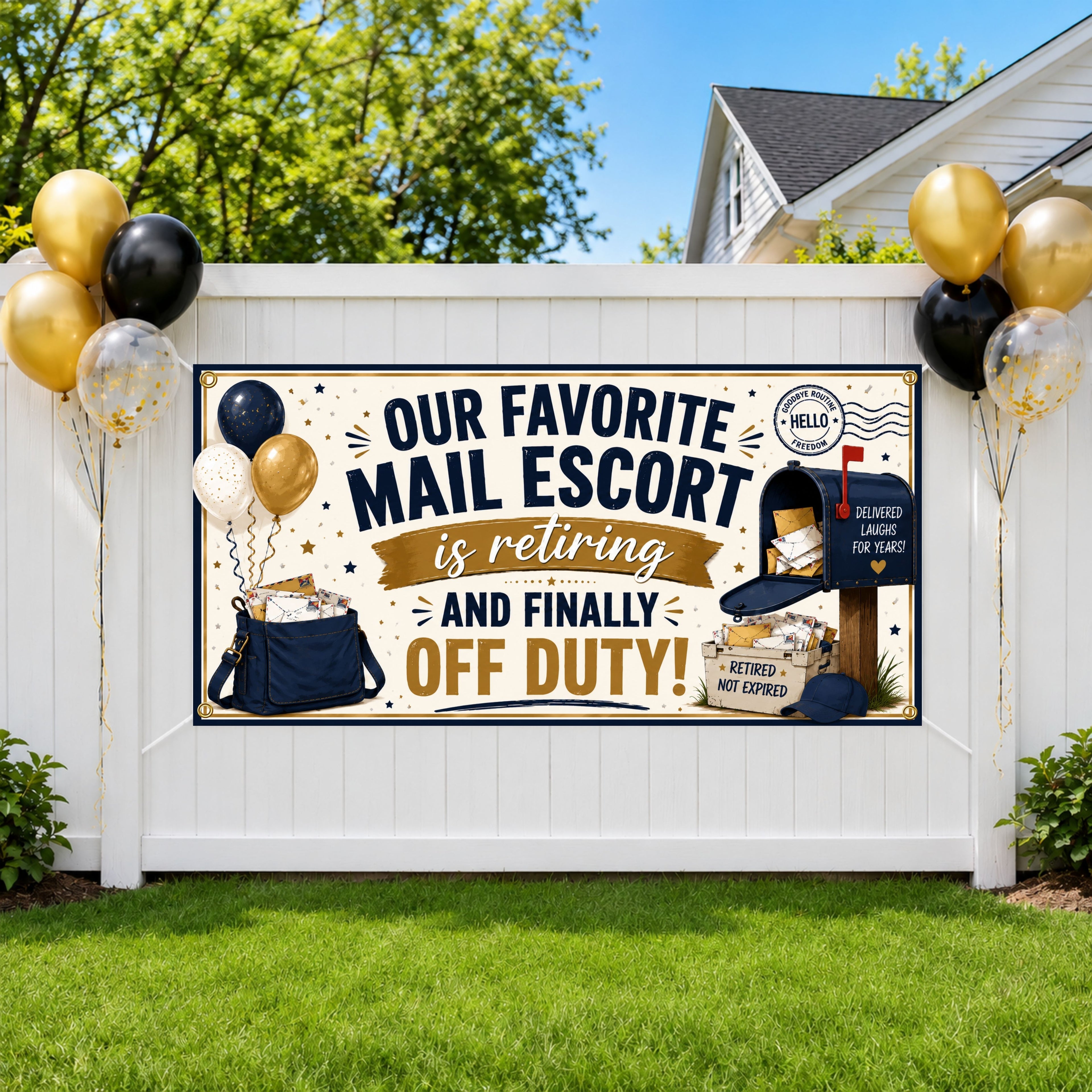 Mail Escort Retirement Banner, Postal Worker Party Backdrop, Custom Farewell Sign