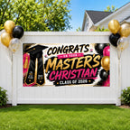 Masters Graduation Banner, Personalized Grad Party Sign, Custom Name Backdrop