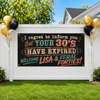 40th Birthday Banner, Expired 30s Party Sign, Women Backdrop