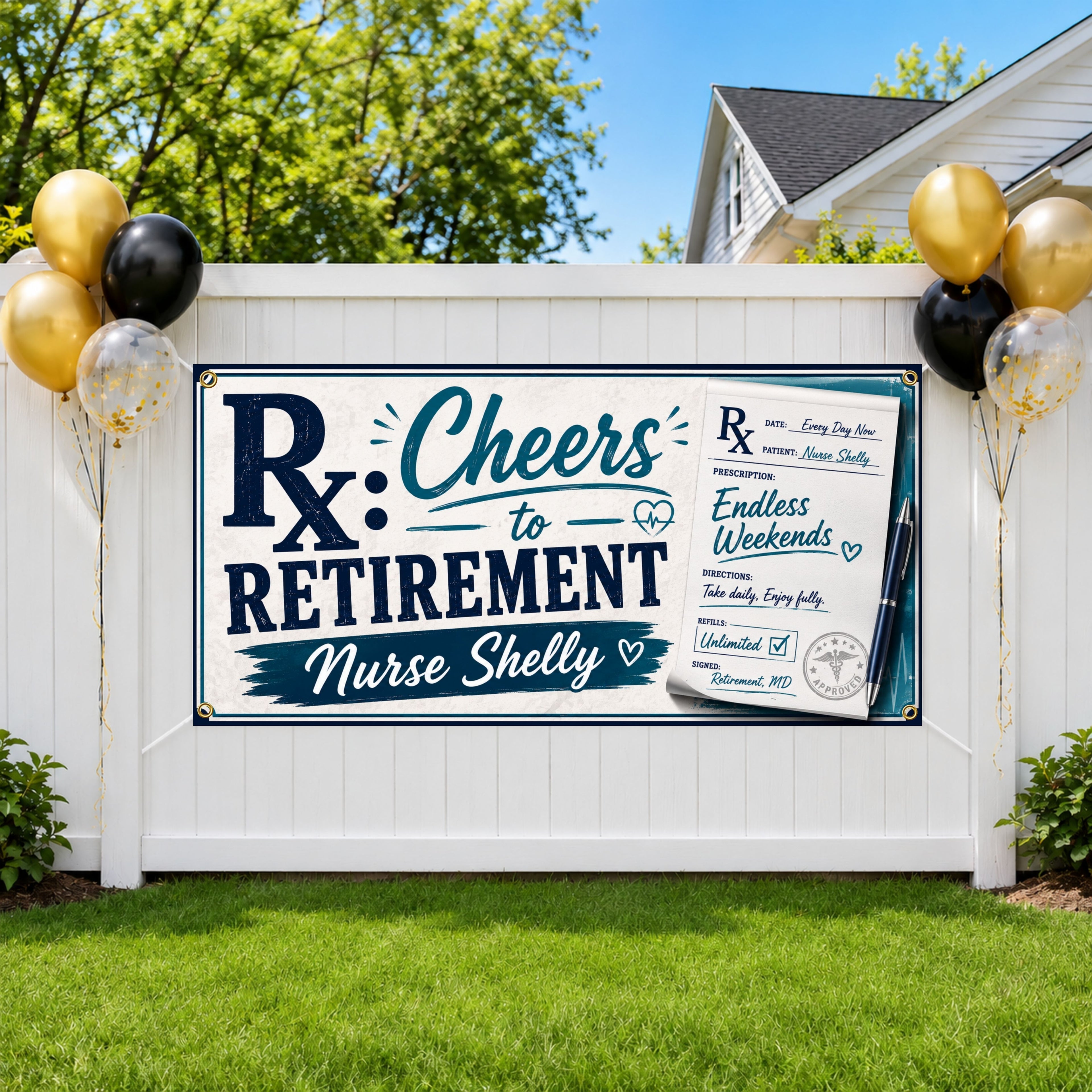 Nurse Retirement Banner, Prescription Party Sign, Farewell Backdrop