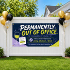 Funny Retirement Banner, Out of Office Sign, Coworker Backdrop